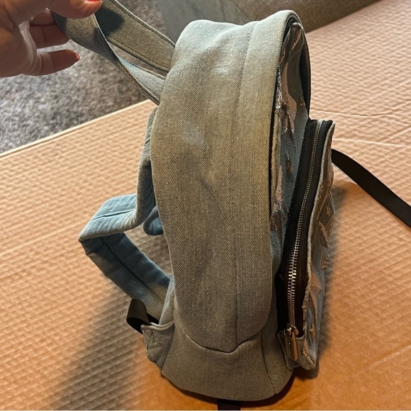 Skinny Dip Denim sequin stars festival backpack NWOT zipper closure 11x10 - Picture 7 of 14